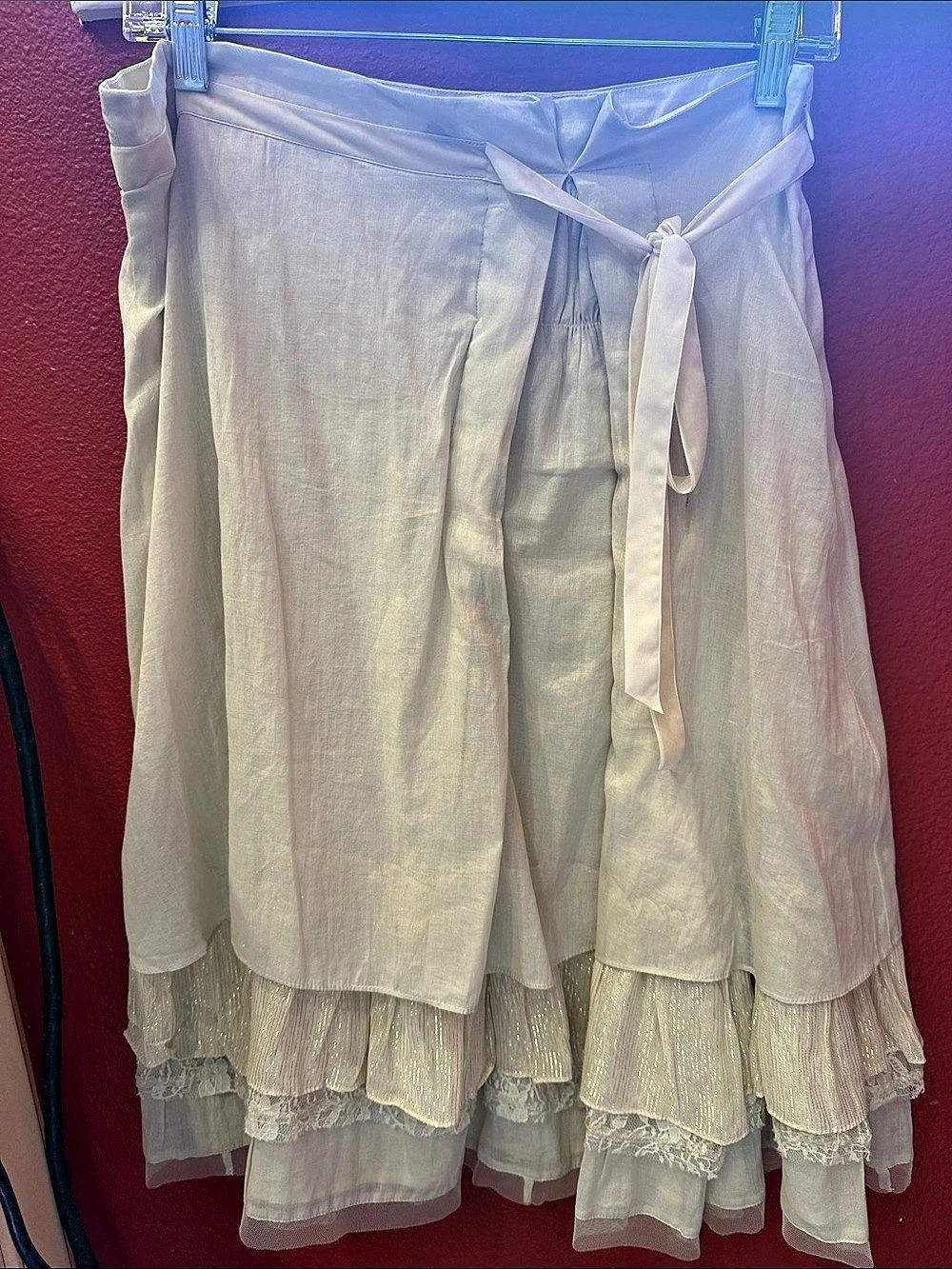 Free People Layered Lace Mini Skirt in White Size 4 Like New - Picture 3 of 9